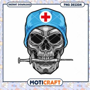 Skull Nurse PNG Design Instant Download