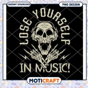Skull Music PNG Lose Yourself in Sound