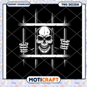 Skull in Jail PNG Design Download