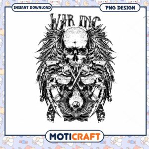Skull Guns War PNG Design Instant Download