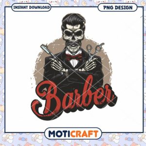 Skull Barber PNG Design Instant Download