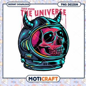 Skull Astronaut PNG Design Instant Download