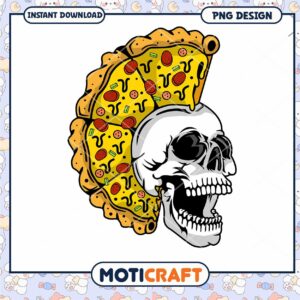 Skull and Pizza Design PNG Instant Download for Creatives