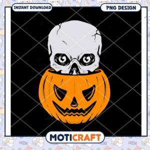 Skull and Pumpkin Halloween PNG Design for Downloads