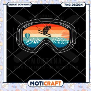 Ski Goggle Design Vintage Style Mountain Adventure PNG