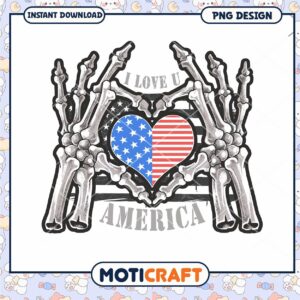 Skeleton Hands Patriotic Heart PNG