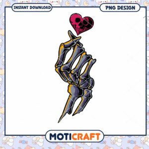 Skeleton Hand PNG Skull Heart Design