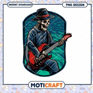 Skeleton Guitarist PNG Design