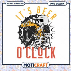 Skeleton Drinking Beer PNG Design