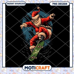 Skateboarding Santa PNG Design for Holiday Celebrations