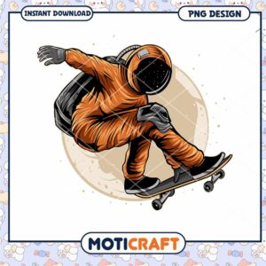 Skateboarding Astronaut PNG Design for Instant Download