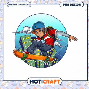 Skateboarding Boy PNG Design