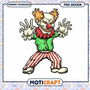 Scary Clown PNG Design Instant Download