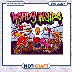 Santa vs Turkey Boxing PNG Design