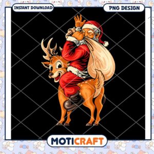 Santa Riding Reindeer PNG Design