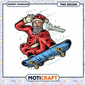 Santa Skateboarding PNG Design