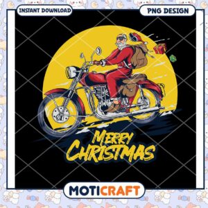 Santa Motorcycle PNG Christmas Design