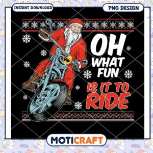Santa Motorcycle Christmas PNG Design