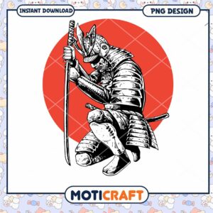 Samurai Warrior PNG Design Instant Download Art Print
