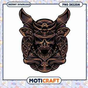 Samurai Skull PNG Design, Instant Download