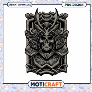 Samurai Skull PNG Design for Instant Download Art Print