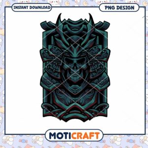 Samurai Skull PNG Design Instant Download