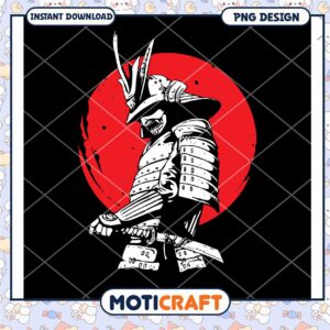 Samurai PNG Design Red Sun Graphic
