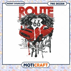 Route 66 Muscle Car PNG Design Instant Download
