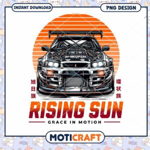 Rising Sun JDM Car PNG Design