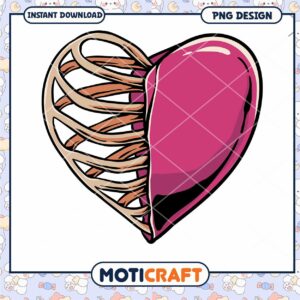Rib Cage Heart PNG Design Instant Download
