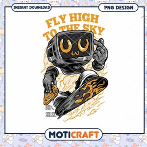 Retro TV Snowboarder PNG Design