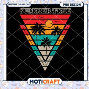 Retro Summer Sunset PNG Design