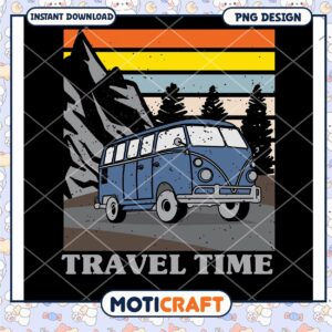 Retro Travel Time PNG Design for Adventure Lovers