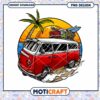 Red VW Bus Beach PNG Design