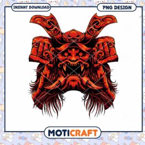 Red Oni Samurai Mask PNG Design