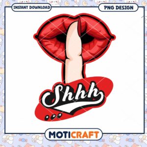 Red Lips Shhh PNG Design