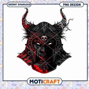 Red Devil Samurai Helmet PNG Design
