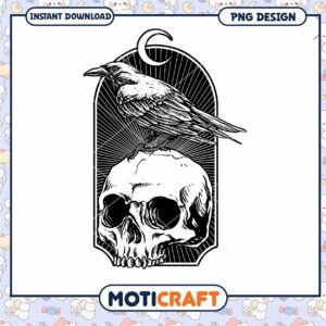 Raven on Skull PNG Design for Creative Downloads