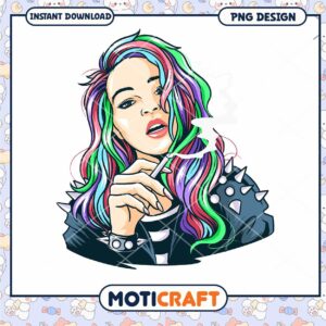 Rainbow Hair Girl PNG Design