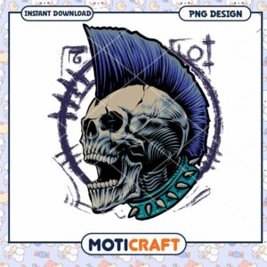 Punk Skull PNG Design Instant Download
