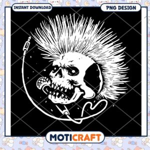 Punk Skull Microphone PNG Design