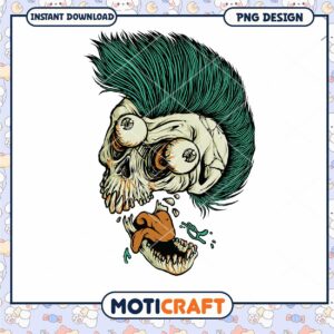 Punk Skull PNG Design for Instant Download Artwork
