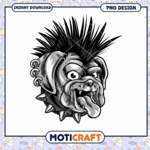 Punk Pug PNG Design Instant Download