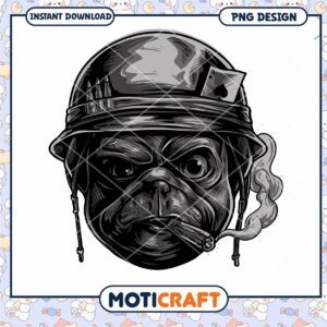Pug Soldier PNG Design Instant Download