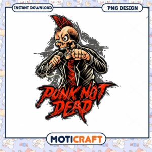 Punk Not Dead Skull PNG Design