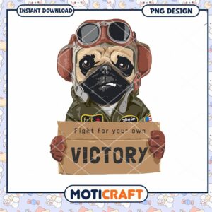 Pug Pilot Victory PNG Design