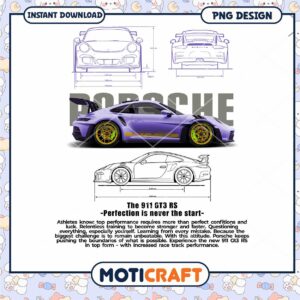 Porsche 911 GT3 RS PNG Instant Download Car Design Art