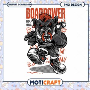 PNG Boar Power Design Instant Download