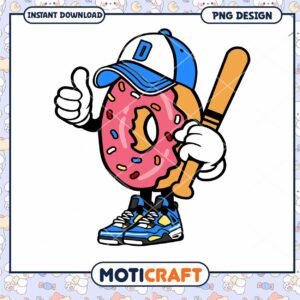 Playful Cute Donut Character PNG Design for Instant Download