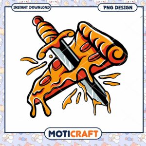 Pizza Slice and Sword PNG Design Instant Download Art